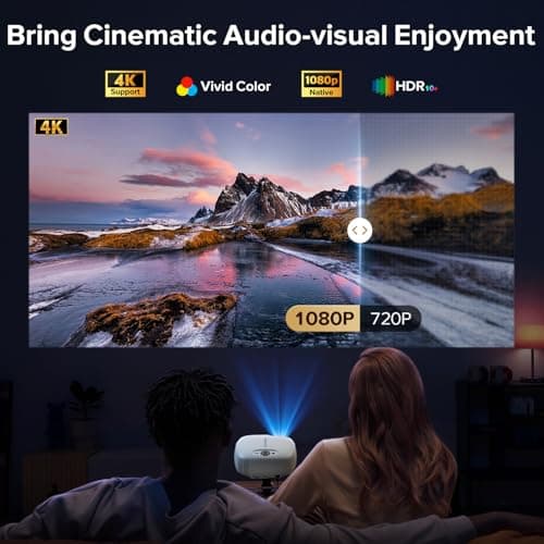 Projector, Smart Projector 1080P with WiFi and Bluetooth, Portable Projector with Apps Built-in and Projector Stand, Auto Focus & Keystone, Mini Movie Projector for Home Theater 5
