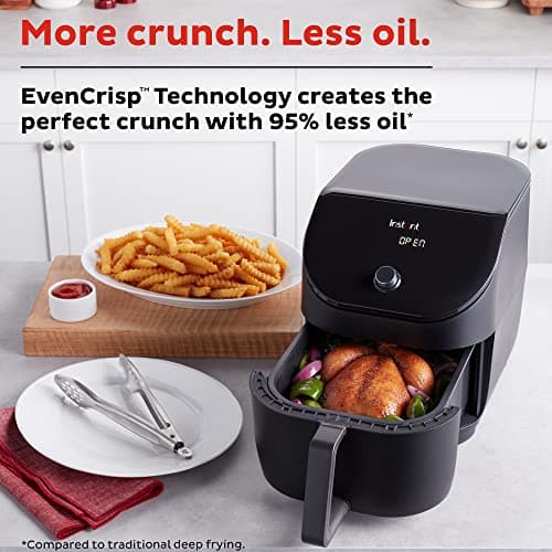 Instant Pot Vortex Slim XL 6QT Air Fryer that Crisps, Roasts, Reheats, Bakes, Broils & is Quiet, Space Saving, Nonstick, Dishwasher-Safe, 100+ In-App Recipes, from the Makers of Instant Pot, Black 5