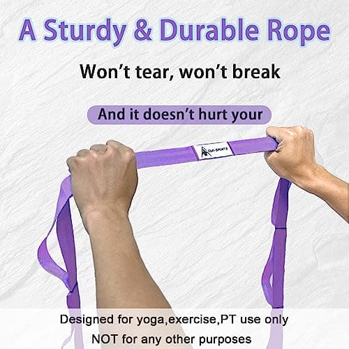 Stretching Strap Yoga Strap with Loops, Stretch Straps for Physical Therapy, Non-Elastic Exercise Strap for Pilates, Dance and Gymnastics with Workout Guide (Purple) 5