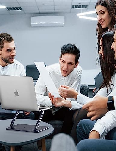 ivoler Adjustable Laptop Stand with 360° Rotating Base,Ergonomic Laptop Stand for Desk,Foldable & Portable Laptop Riser,Suitable for Collaborative Work, Fit MacBook/Laptop up to 16 inches[Space Gray] 8