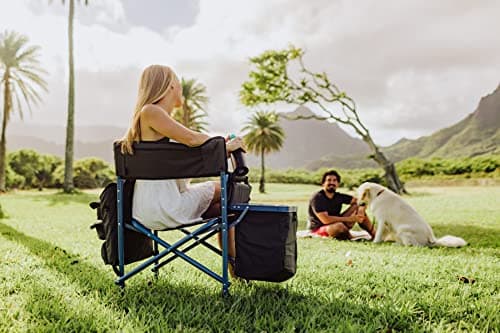 PICNIC TIME Fusion Camping Chair with Side Table and Soft Cooler, Outdoor Foldable Padded Camping Chairs with Cup Holder for Lawn, Beach, & Sports Use for Adults, (Dark Gray Blue Accents) 2