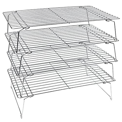 KITCHENATICS 4-Tier Stackable Cooling Racks for Baking, 100% Stainless Steel Wire Rack, Oven Safe Baking Rack, Oven Rack for Pizza, Cake, Bread, Cooling Rack for Cooking and Baking, Cookie Rack 15x10