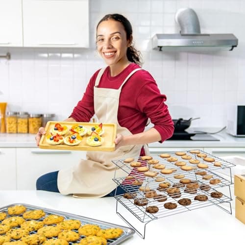 Hunnycook Cooling Racks - 10 * 16 Inch 3PCS Stackable Tall Baking Racks, Stainless Steel Wire Rack for Baking Sheet, Cooling Racks for Cooking and Baking, Oven and Dishwasher Safe 7