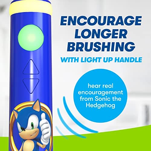 FIREFLY Play Action Sonic The Hedgehog Toothbrush Kit, Interactive Battery Operated Toothbrush with Lights, Music and Games, Batteries Included, Ages 3+ 6