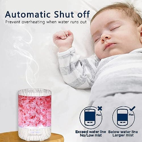 Essential Oil Diffuser, Aromatherapy Diffuser, 100% Natural Himalayan Salt Lamp, Ultrasonic Cool Mist Humidifier 3 in 1 for Small Room Home Office, 7 Colors Changing LED Night Lights,120ml 6
