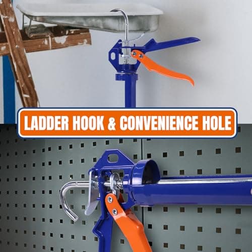 WADFOW Caulking Gun, No Drip Caulk Gun,9" Drip Free Adjustable Hand Caulking Gun with Comfort Grip and 360° Rotary Design, Smooth Round Rod for 10oz Caulk Tubes,WCG4109D, Blue 5