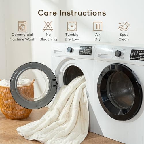 Cottonblue Weighted Blanket for Adults Queen Size 15 lbs, Soft Fluffy Sherpa Fleece Jacquard Weighted Blankets Throw 60" x 80" for Sleep Relax, Fuzzy Warm Arch Heavy Blanket for Bed Couch, Cream White 8