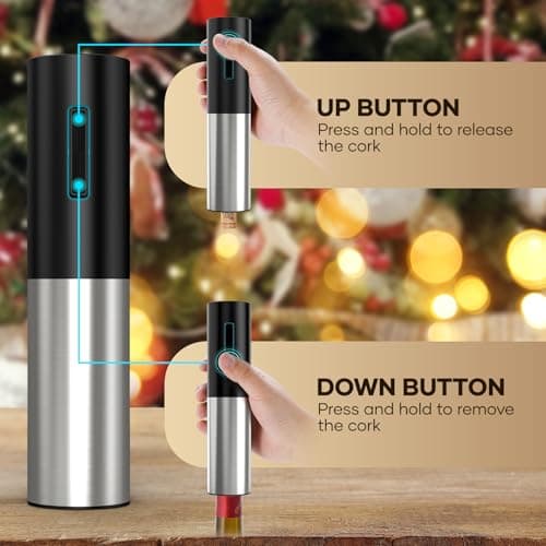 Electric Wine Opener, Automatic Electric Wine Bottle Corkscrew Opener with Foil Cutter Aerator Pourer Vacuum Stopper, Rechargeable Wine Opener Set, Gift For Christmas New Year Housewarming Birthday 5