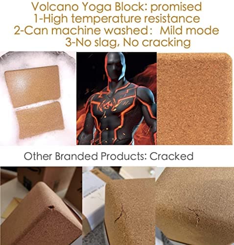 Cork Yoga Blocks 2 Pack Set -Natural Cork from Portugal, 9"x6"x4" Yoga Blocks Non-Slip&Anti-Tilt for Women| Men, Lightweight, Odor-Resistant| Moisture-Proof, Perfect Yoga Equipment 6