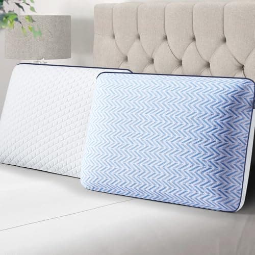 Sofslee Gel Memory Foam Pillows Standard Size Set of 2, Medium Firm Orthopedic Pillow for Neck, Shoulder Pain Relief, Cooling Support for Side, Back, Stomach Sleepers, Breathable Washable Cover 6