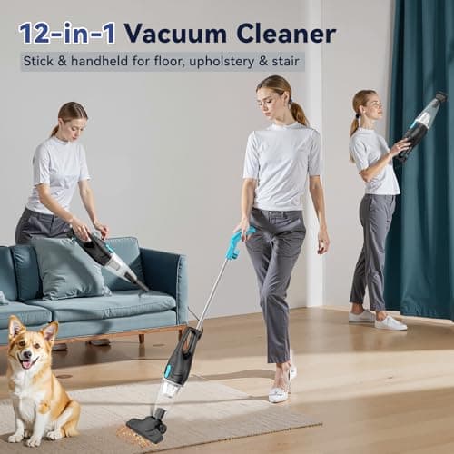 Corded Vacuum Cleaner, 4-in-1 Vacuum Cleaners for Home 15Kpa Power Suction Lightweight Corded Stick Vacuum with HEPA Filter Converts to Small Handheld Vacuum for Home, Pet Hair, Carpet, Hard Floors 8