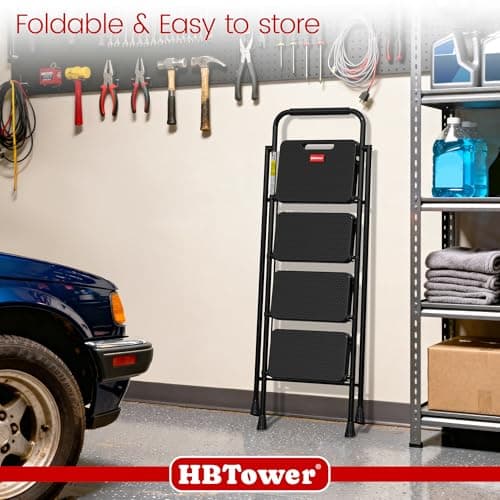 HBTower Step Ladder, Step Stool Foldable for Adults with Wide Anti-Slip Pedal, Lightweight 4 Step Ladders for Home 6