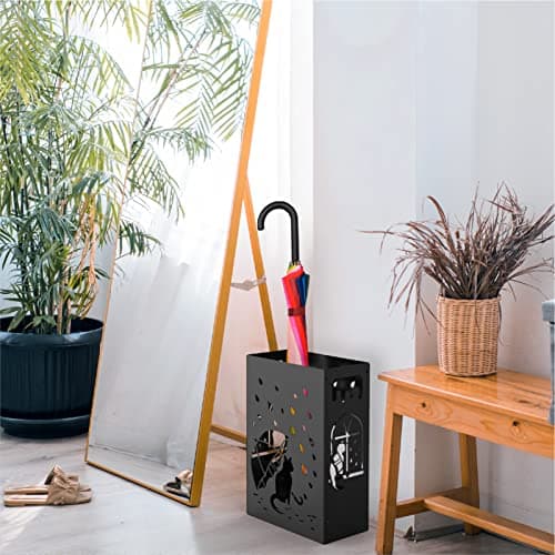 Mango Steam Cat Umbrella Holder Stand for Home or Office Entryways (Raining Cats, Black) 9