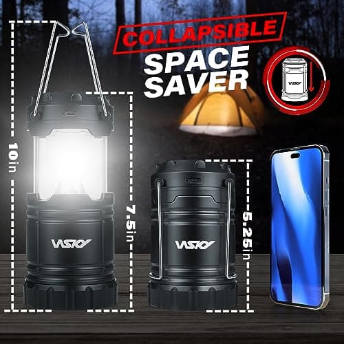 Wsky Solar Camping Lantern 4-Pack - Rechargeable LED Lights, Magnetic Base & Foldable Hanging Hook- Collapsible Lamp Battery Powered Perfect for Power Outages, Hiking, Campsites, Emergencies 7