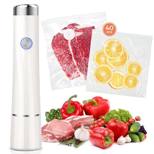 Kayiant Vacuum Sealer Set (Vacuum Sealer Machine + 40 Bags) Powerful Handheld Vacuum Sealer with Visual Water Tank, Waterproof Compact Protable 10X Preservation & Fresh