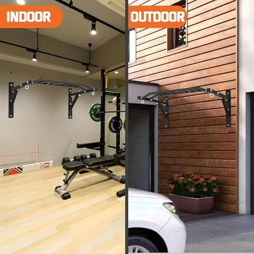 Upgraded-HWOOUSA Pull Up Bar Wall Mounted,Heavy Duty Multi Grip Bar with 14 Grip Positions,Space Saving Home Gym Equipment -Ideal for Garage,Outdoor Strength Training, Chin Up Bar,Supports to 600 Lbs 5