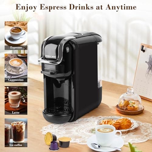 Espresso Machine for Nespresso Capsule, Lavazza Blue & Expert Capsule, Coffee Powder, 19 Bar Pump Pressure Makes Authentic Espresso Coffee, Mini Espresso Coffee Maker with Removable Water Tank. 8