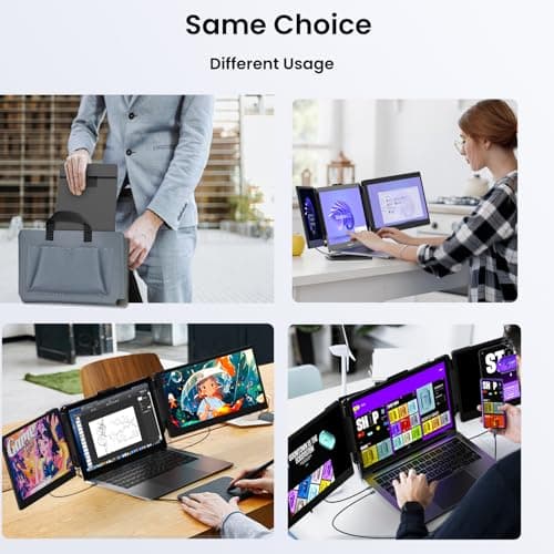 SMISEACOW Laptop Screen Extender Kwumsy S2 Triple Monitor Extender Ultra Slim 14" 1080P FHD IPS Portable Monitor for Laptop with Stand Compatible with Mac Windows Linux PS4/5 7