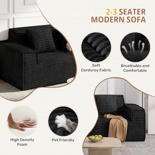 75'' Cloud Loveseat Sofa, No Assembly Required Comfy Deep Seat Couches 1 pcs for Living Room, Bedroom, Apartment 6