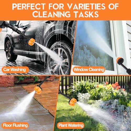 Pircaath Cordless Pressure Washer Gun, Battery Power Washer, 500PSI High Pressure Cordless Power Washer, Portable Pressure Washer with 6-in-1 Nozzle, Handheld Power Washer for Car,Garden,Home 7