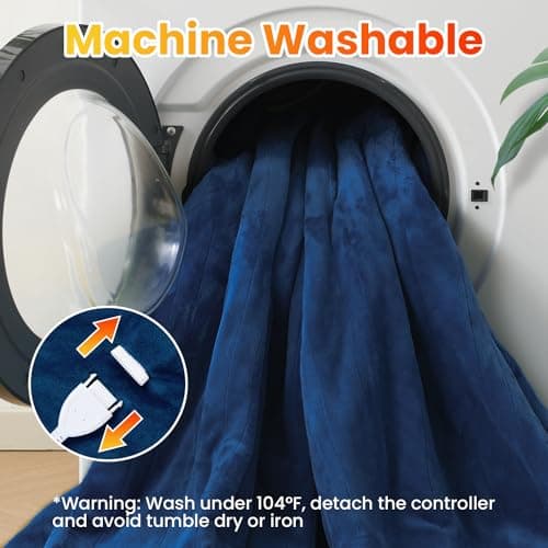 WOOMER Electric Heated Blanket Queen Size, Soft Flannel Fast Heating Blanket with Multi-Color Option, 84"x 90", 10 Heating Levels & 0.5-12H Auto Off, Over-Heat Protection 6