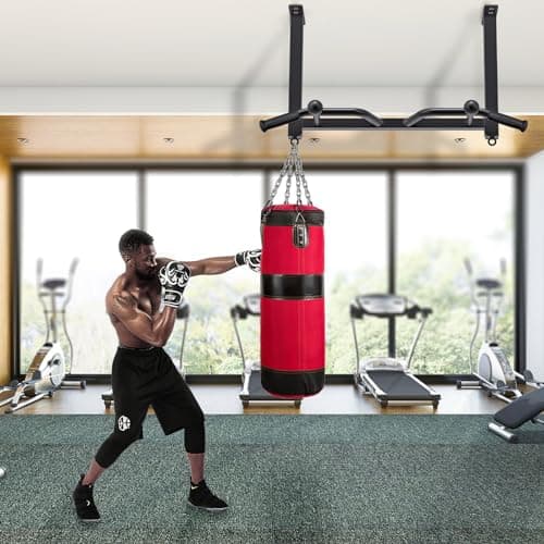 Kipika 32" Ceiling Mounted Pull Up Bar - Heavy Duty, Highly Adjustable, Multifunctional Chin Up Bar - Home Gym System with Punching Bag Hanger and Resistance Bands Training (Ceiling Mounted Pull Up Bar with Ball) 9