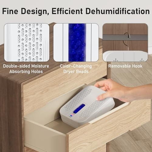 Rechargeable Small Dehumidifier, Portable Mini Dehumidifier for Bathroom, Highly Efficient Dehumidification, Energy Saving, Suitable for Closet, Cars, Wardrobes, Bookcases 6