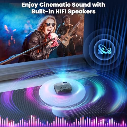 FUDONI Projector with WiFi and Bluetooth, Outdoor 4K Support 18000L Projector HD 1080P Max 300" Display, Movie Video Portable Home Theater Projector Compatible with USB/HDMI/iOS/Android/TV Stick 5