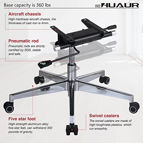 HUAUR Genuine Leather Modern Executive Chair High-Back Support 90 to 150 Degrees Tilt and Upholstered Home Desk Chair with Base 360LB Capacity Swivel Computer Office Chair (Black) 7