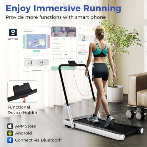 GYMAX Walking Pad Treadmill, 3HP Under Desk Treadmills with 340LBS Capacity, LED Display, Remote & APP Control, 3 in 1 Portable Compact Running Jogging Machine for Home Office Gym Exercise (Silver) 8