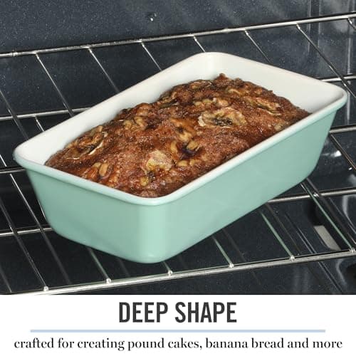 Martha Stewart Gallen 9-Inch Nonstick Carbon Steel Loaf Pan – Teal, Durable Bakeware for Even Baking and Easy Release 6
