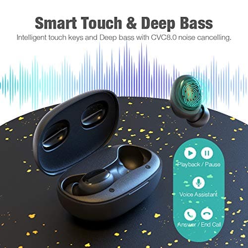 Otium Wireless Earbuds Bluetooth 5.0 Headphones Deep Bass 3D Stero Sound Mini Headsets 40H Total Playtime with Charging Case IPX7 Waterproof Built-in Mic Earphones for Work, Sports, Driving 6