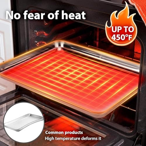 Stainless Steel Cookie Sheets Set of 3, 9/12/16 Inch Non Stick and Heavy Duty and Easy Clean 5