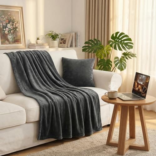 Westinghouse Heated Blanket Throw, Electric Throw with 6 Heating Levels, 2-10 Hours Time Settings, Overheat Protection, Machine Washable, Flannel (Throw, 50x60 Inches, Charcoal) 5
