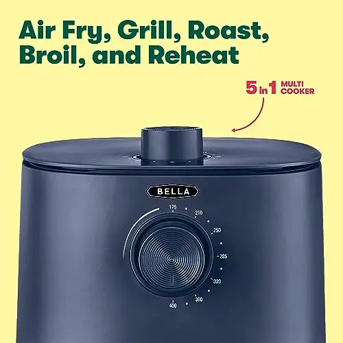BELLA 2.9QT Manual Air Fryer, No Pre-Heat Needed, No-Oil Frying, Fast Healthy Evenly Cooked Meal Every Time, Removeable Dishwasher Safe Non Stick Pan and Crisping Tray for Easy Clean Up, Matte Blue 6