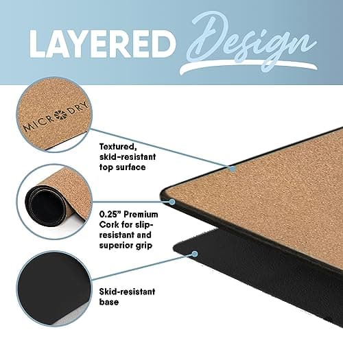 MICRODRY Cork Mat for Yoga, Pilates, Exercise and More, Fitness Mats for Home Workout, 72 (L) x 26 (W) x 0.25 (Th) inches Each Gym Mat 3