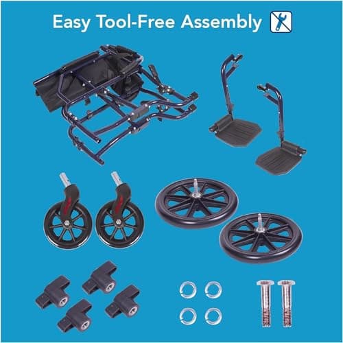 Carex Transport Wheelchair with Cushion, 19 inch Seat - Folding Transport Chair with Foot Rests 8