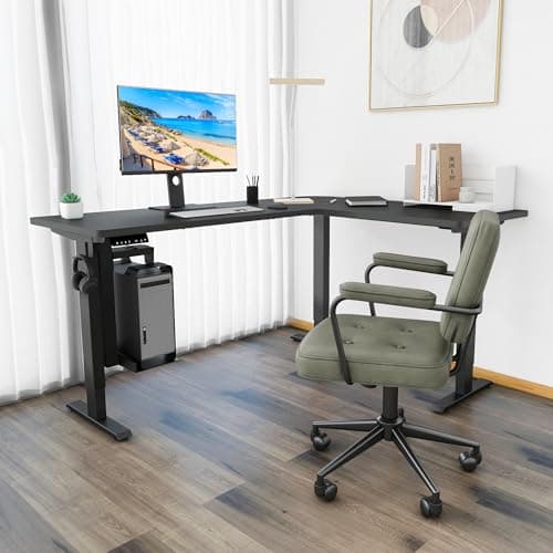 Fromann Adjustable 3 Legs Standing Desk Frame Base Electric Corner Sit-Stand Desk for Home and Office (Black) 7