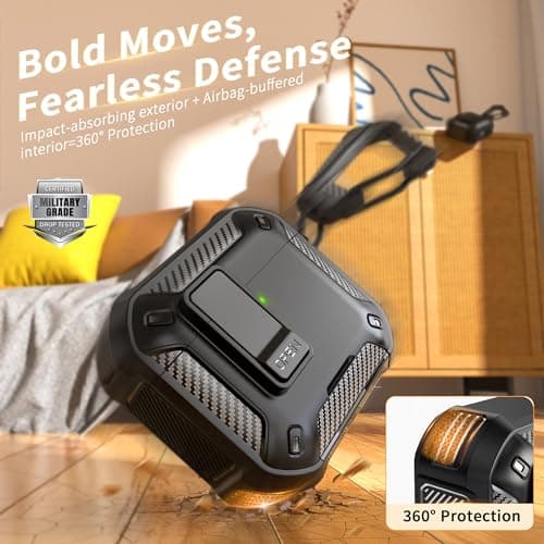 RFUNGUANGO for AirPods 4th Generation Case, Compatible with AirPods 4th Generation Case (2024), Military-Grade Drop Protection, Comes with Cleaning Kit, Comes with Phone Holder Function -Black 5