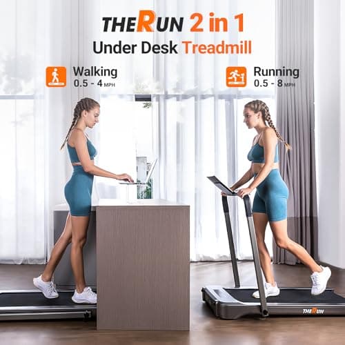THERUN Walking Pad Treadmill, 3.0 HP Under Desk Treadmill, 2 in 1 Portable Treadmill for Home, Walking Pad with Handle Bar, 18" Widened Running Belt, 350 lbs Treadmills with App Connection, Remote 5