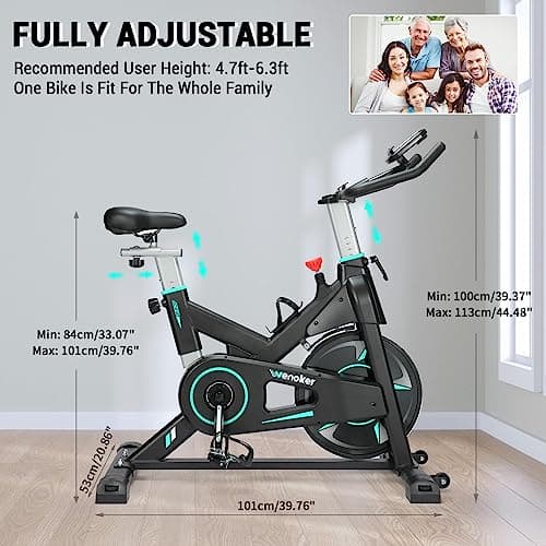 Exercise Bike, WENOKER Magnetic Resistance Stationary Bike for Home, Indoor Bike with Whisper Quiet, Heavy Flywheel and Upgraded LCD Monitor 7