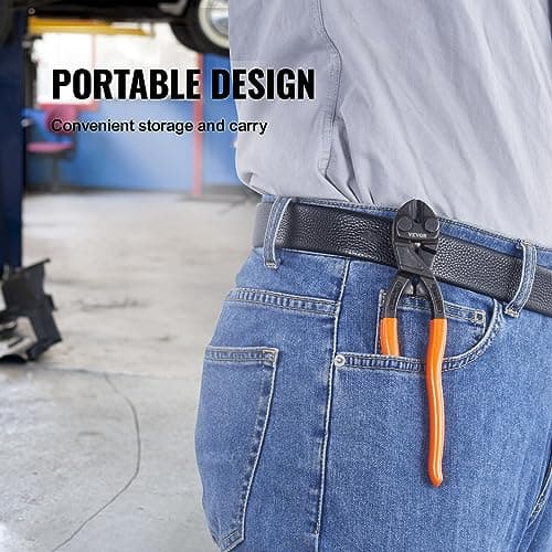 VEVOR Bolt Cutter, 8" Mini Lock Cutter, Streamlined Ergonomic Handle, Chromium Vanadium Alloy Steel Blade, Heavy Duty Bolt Cutter for Rods, Bolts, Steel Wires, Cables, Rivets, and Chains 5