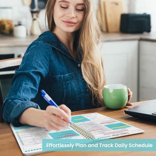 Undated Daily Planner With Hourly Schedule, Spiral To Do List Notebook to Organize Your Daily Tasks and Agendas(6.9" x 9.9"), School Or Office Supplies for Women & Men - Green 5