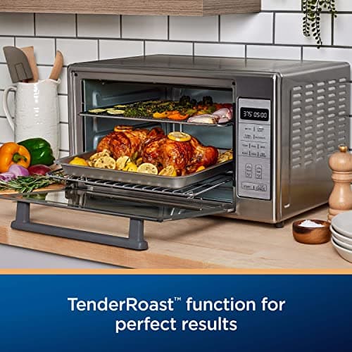 Oster Extra-Large Air Fryer Oven 10-in-1 Versatile Cooking Functions Fits 2 Large Pizzas Stainless Steel Perfect for Holiday Hosting 6