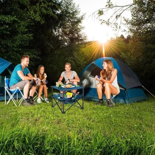 ZXFODX Folding Camping Table,Beach Tables for Sand Foldable,Camp Table,Comes with 4 Cup Holders and Storage Bags,Quick Unfolding and Folding，Suitable for Camping 6