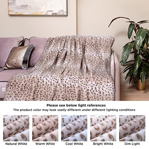 Westinghouse Heated Throw Blanket, Leopard Electric Throw Blanket, Luxury Faux Fur to Flannel Reversible, 6 Heating Levels & 2-10 Hours Time Setting, Machine Washable(Throw, 50"x60") 9