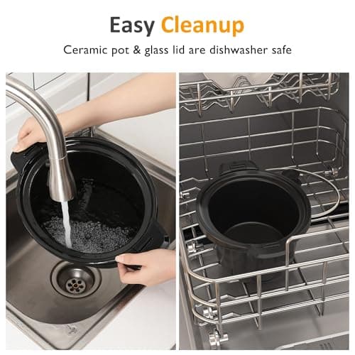 Sunvivi 4qt Slow Cooker, Programmable Slow Cooker with Locking Lid, Removable Ceramic Pot, 3 Heating Settings & Time Control, Mini Food Warmer with Dishwasher-safe Lid & Pot, Silver 6