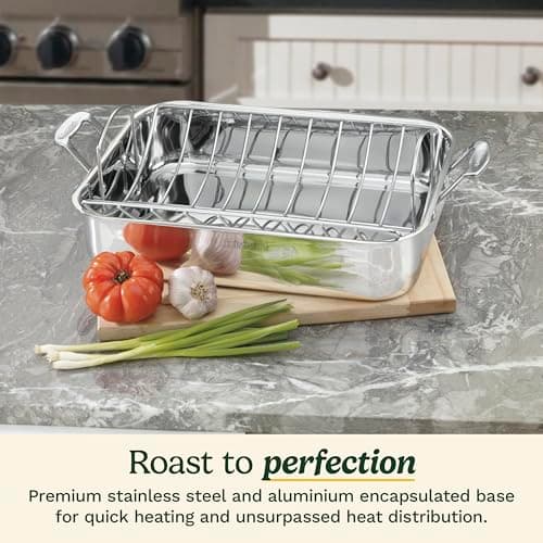 Cuisinart 16-Inch Roasting Pan, Induction Compatible Premium Rectangular Roaster Pan With Rack, Stainless Steel Roasting Pan with Rack, Large Capacity, Dishwasher Safe 2