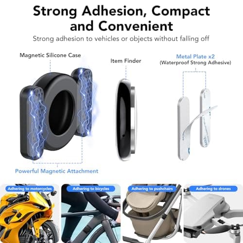 Air Tracker Tags-4 Pack, 2026 New [Apple MFi Certified], Bluetooth Tracker Work with Apple Find My (iOS Only), Replaceable Battery Last 2 Years, IP68 Waterproof Item Finder for Luggage/Key/Suitcase 8