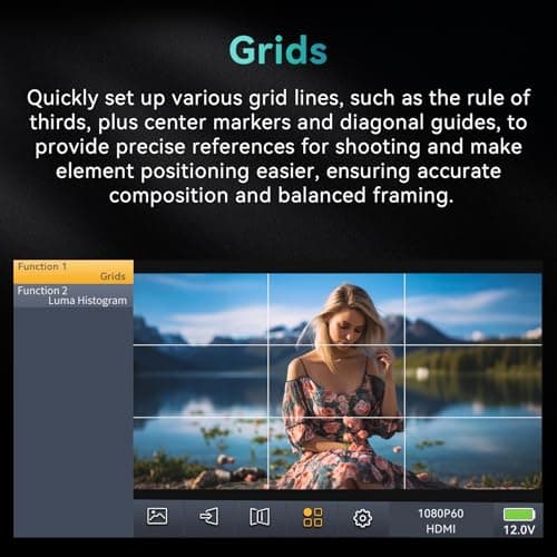 Portkeys HD7H 1000nit DSLR Camera Field Monitor 7 Inch 1280x720 IPS Camera Monitor Support 4K30p HDMI Input with Top Shortcut Keys and Sunshade 7